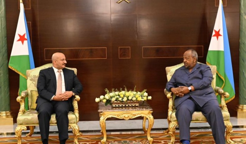 العميد طارق صالح يبحث مع رئيس جيبوتي تعزيز التعاون الثنائي والأمن البحري